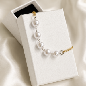 glansmix armband met parels en goud zilverkleurige
