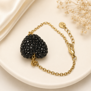 black heart goud armband