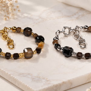 agaat armband goud zilver