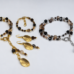 agaat sieradenset goud zilver