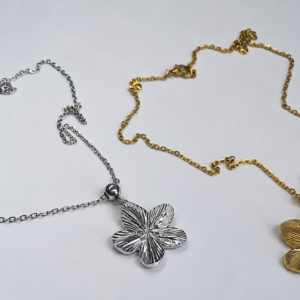 bloem ketting goud zilver