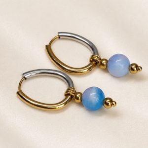 Mix & Match Jadeiet oorbellen met roze en blauwe jadeiet en goud- en zilverkleurige details – Grand Jewellery PM