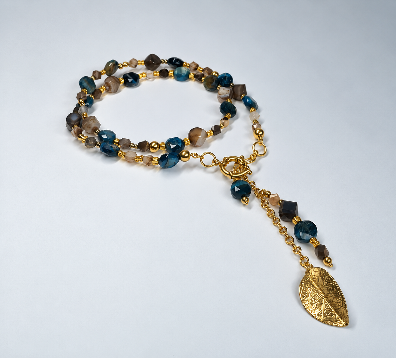 modulaire ketting goud blauw tijgeroog bruine agaat modulaire ketting goud blauw tijgeroog bruine agaat