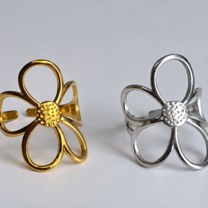 ring met abstract bloemmotief goud zilverpm
